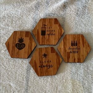 Hawaiian-theme Wood Coasters Set of Four